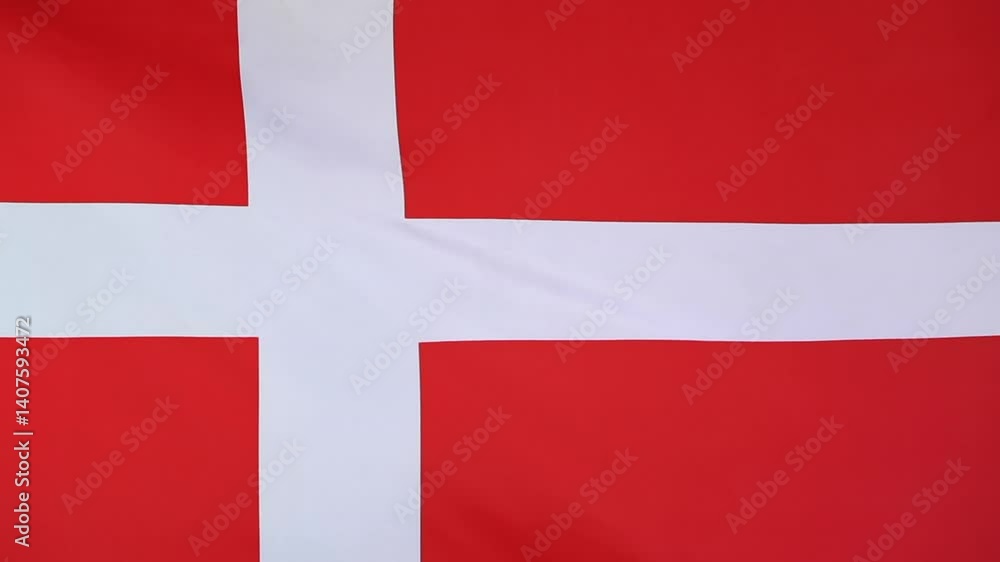 Textile flag of Denmark moving in the wind Textile flag of Denmark moving in the wind