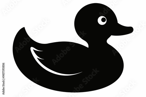 rubber duck silhouette vector illustration black