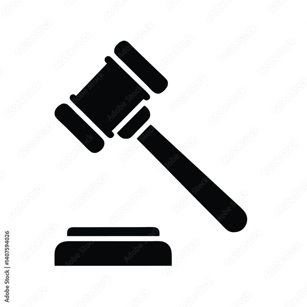 Classic Black Gavel and Sound Block on White Background Classic Black Gavel and Sound Block on White Background