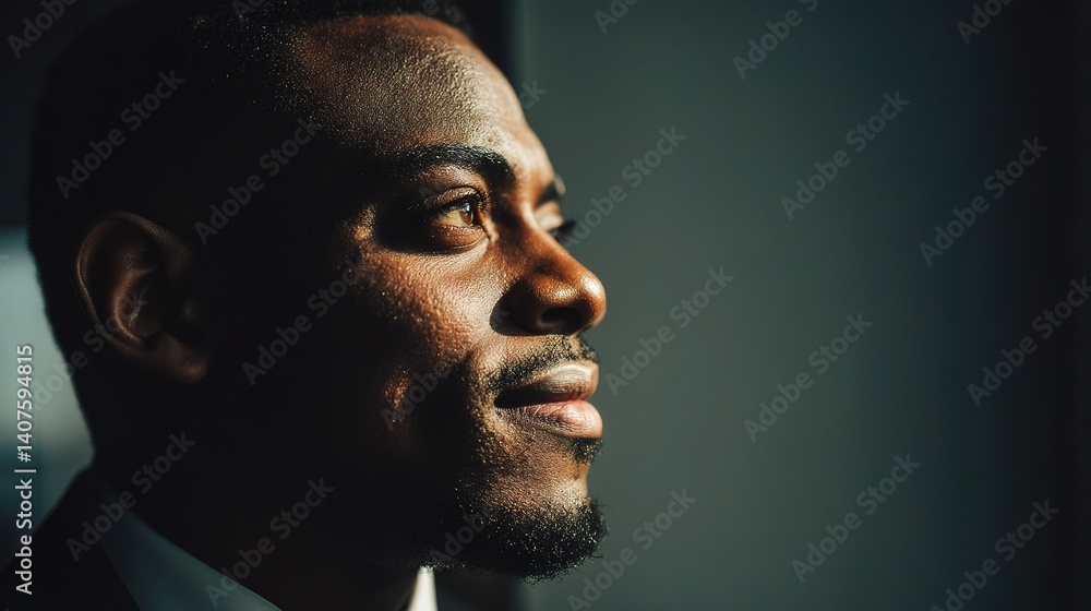 Professional Portrait of African American Businessman in Profile Professional Portrait of African American Businessman in Profile