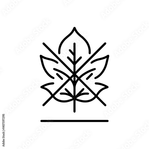 No Tobacco Symbol - Tobacco Leaf Icon with Cross Mark  