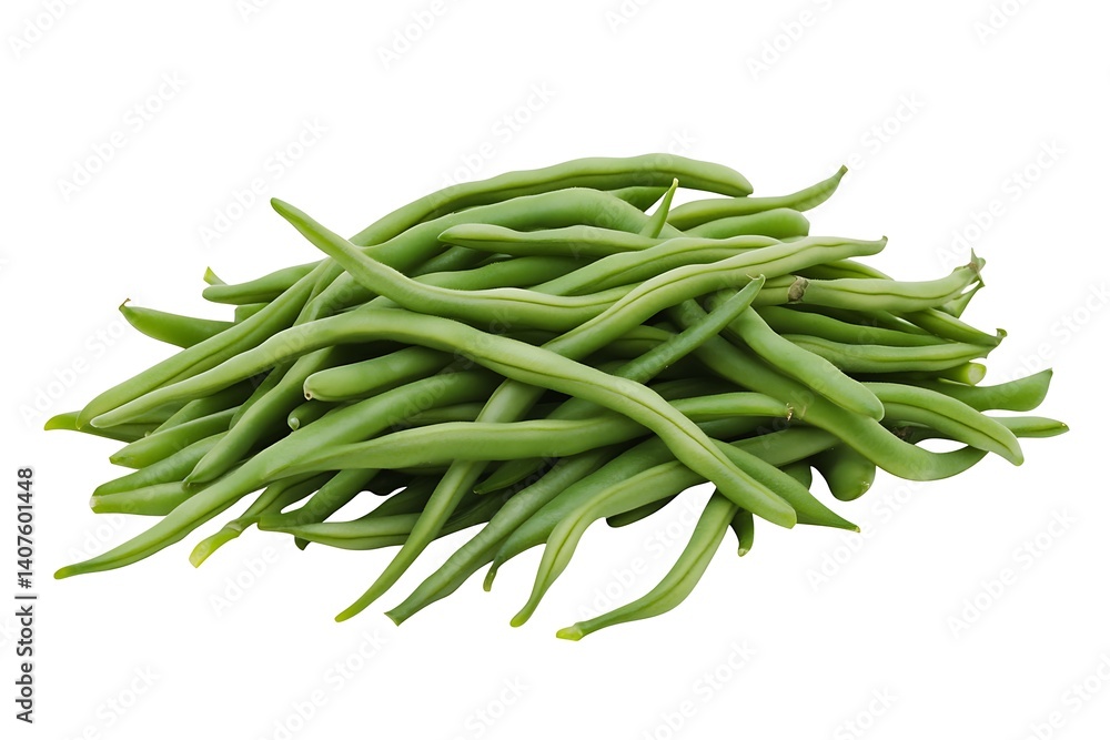 A bunch of fresh green beans isolated on a white background A bunch of fresh green beans isolated on a white background