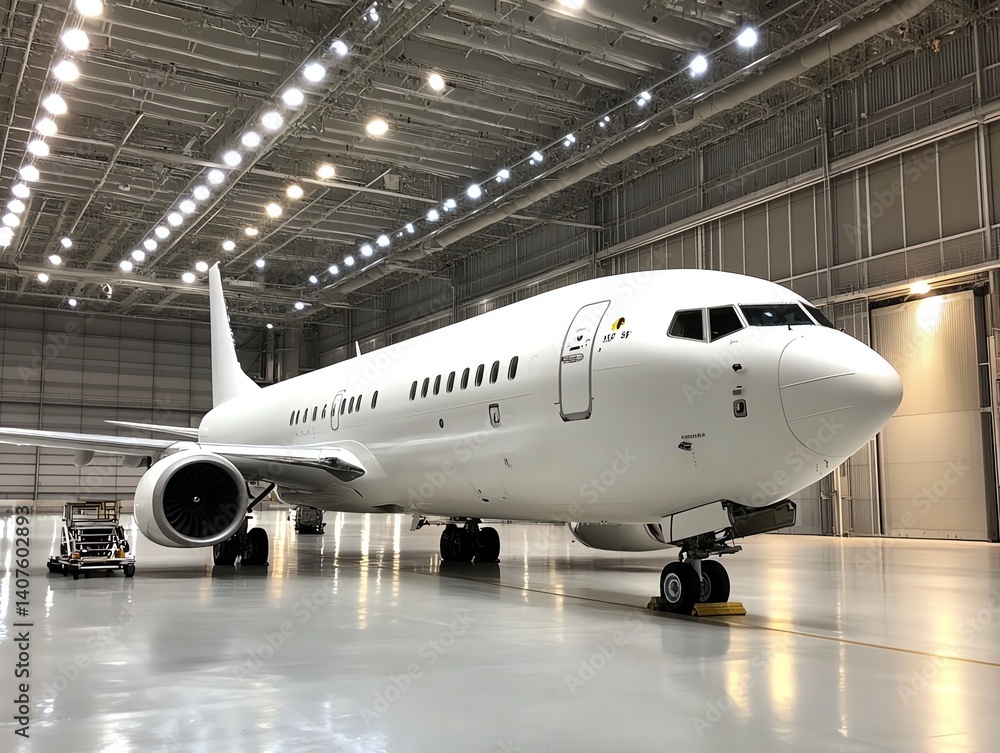 Air freight aircraft in hangar with logistics crew loading special cargo Air freight aircraft in hangar with logistics crew loading special cargo
