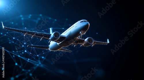 Air cargo network visualization with glowing paths between countries and aircraft icons