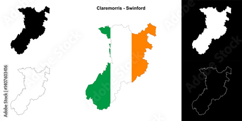 Claremorris - Swinford district blank outline map set