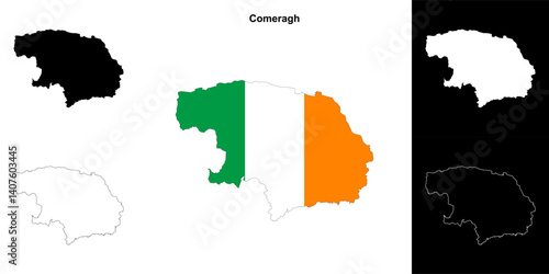 Comeragh district blank outline map set