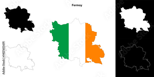 Fermoy district blank outline map set