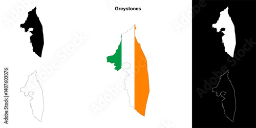 Greystones district blank outline map set
