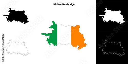 Kildare-Newbridge district blank outline map set