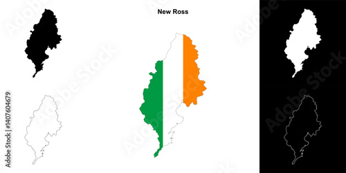 New Ross district blank outline map set
