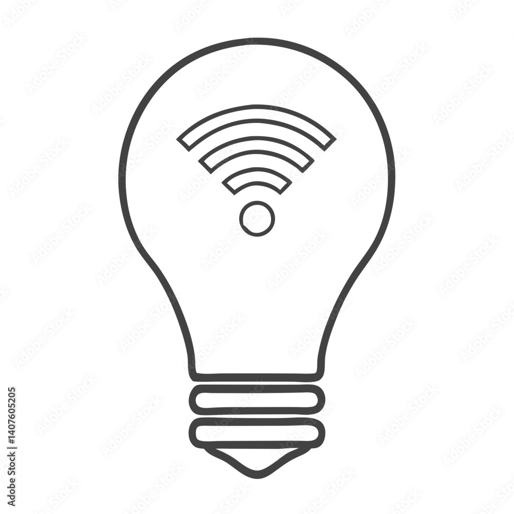 Smart light bulb icon with wireless signal symbol Smart light bulb icon with wireless signal symbol