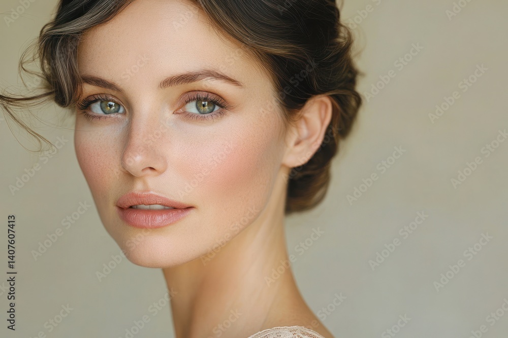 Elegant Mature Woman Smiling with Beautiful Skin in Soft Natural Light