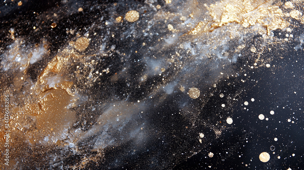Obraz premium Cosmic Splash of Gold on a Black Canvas