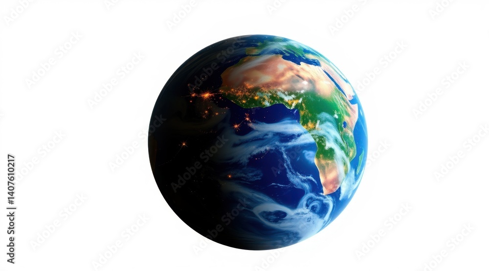 Obraz premium Night View of Earth Centered on the American Continents