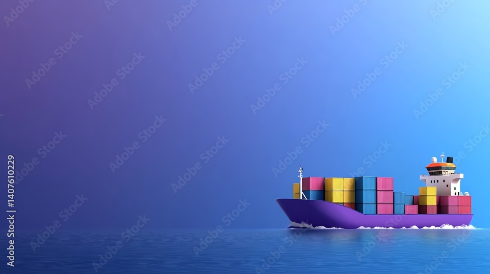 Obraz premium Massive freight ship with colorful containers and ocean waves, longdistance sea transport