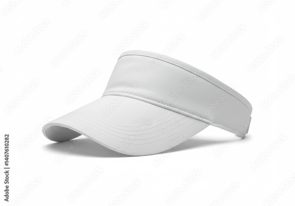 A clean image showcasing a stylish white visor on a plain white background in a studio setting A clean image showcasing a stylish white visor on a plain white background in a studio setting