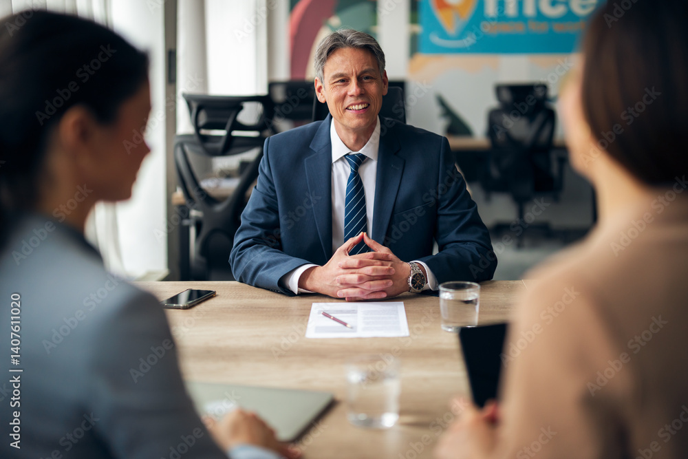 Professional Business Interview in a Modern Office Setting