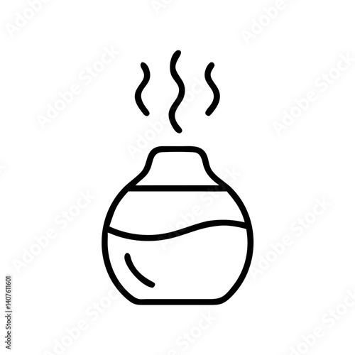 Essential oil diffuser icon in black outline style on white background