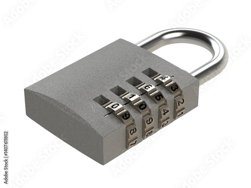 Combination padlock isolated on white