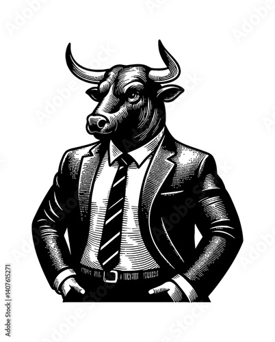 Cow and Bull Office Workers Chatting Happily in Office Cubicles Illustration