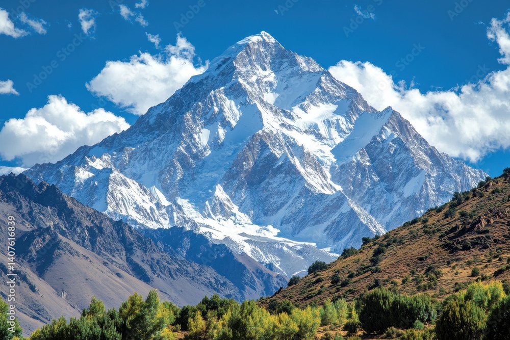 Majestic snow-capped mountain range Majestic snow-capped mountain range