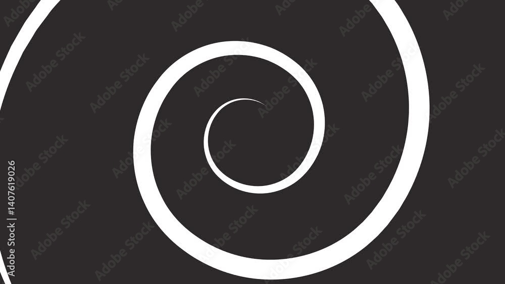 Hypnotic spiral animation with radial movement. White swirl on black background. Minimalist style. Perfect for abstract backgrounds or concept visualizations. Hypnotic spiral animation with radial movement. White swirl on black background. Minimalist style. Perfect for abstract backgrounds or concept visualizations.
