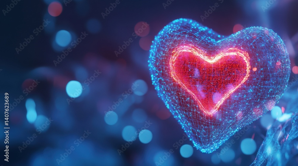 Obraz premium Digital Heart: A Glowing Symbol of Love and Connection