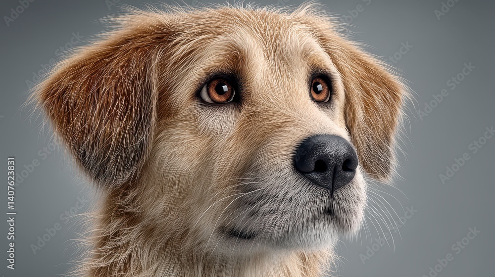 Fototapeta premium Pointillist Dog Portrait Light Brown Canine Close Up