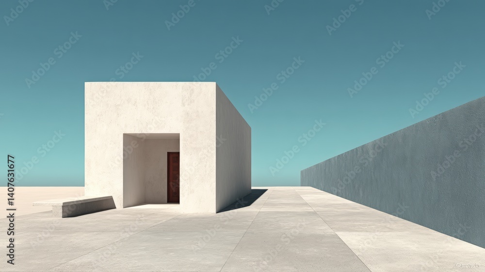A minimalist structure stands stark against a vast blue sky, featuring clean lines and a smooth surface, emphasizing simplicity and modern design, Modern Minimalist Architecture. A minimalist structure stands stark against a vast blue sky, featuring clean lines and a smooth surface, emphasizing simplicity and modern design, Modern Minimalist Architecture.