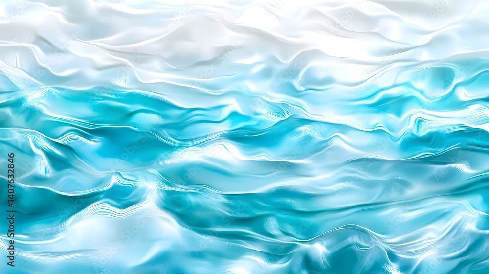 Obraz premium Abstract Teal & White Liquid Wave Background - Abstract backgrounds