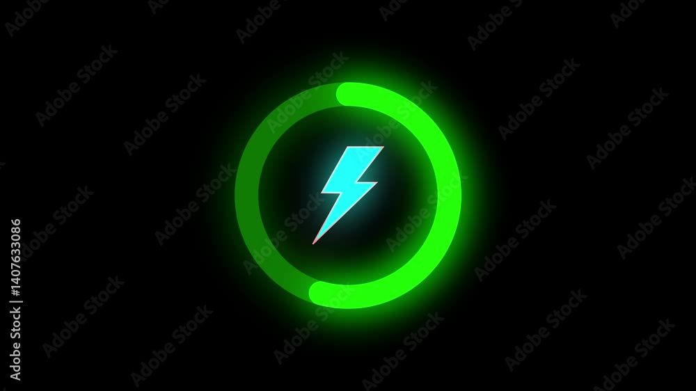 battery Charging animation with glowing power icon on black background 4k motion video battery Charging animation with glowing power icon on black background 4k motion video