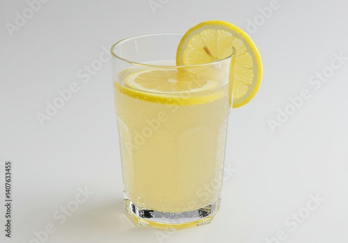 Wallpaper Mural A glass of lemonade with lemon slices on a white background perfect for a refreshing drink image Torontodigital.ca