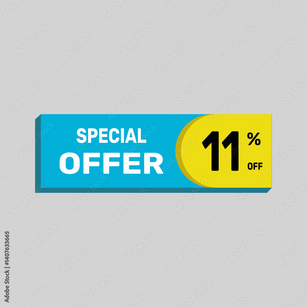 Fototapeta premium Special offer 11% sale banner. icon Vector illustration discount off on white background