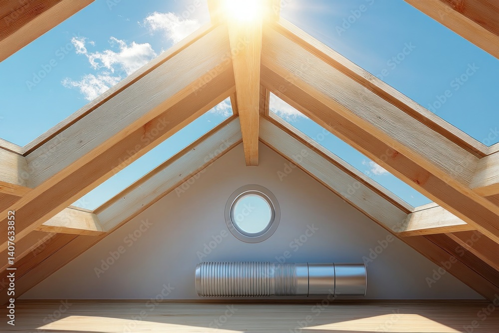 Obraz premium Light Tube System for Transporting Natural Daylight from Roof to Attic