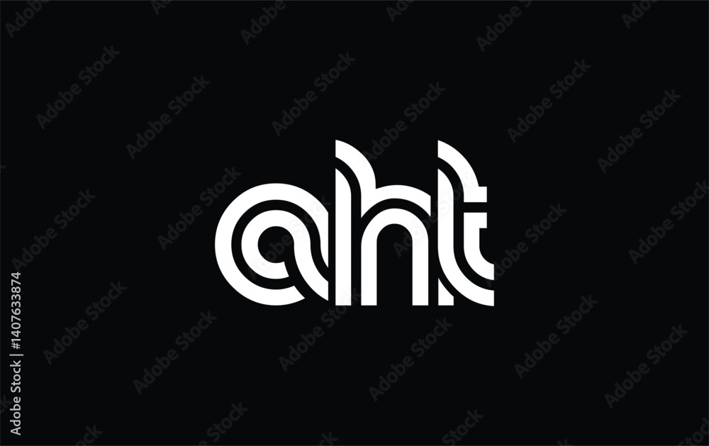 Obraz premium AHT Creative Unique Modern Letter Logo Design. Stylized logo featuring a unique letter design, presenting abstract minimalist aesthetics and modern appeal.