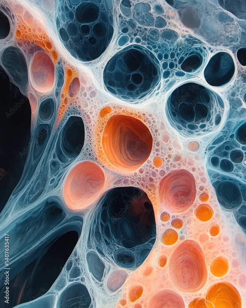 Microscopic View of Kidney Cortex with Renal Corpuscles in Watercolor Abstract Art Microscopic View of Kidney Cortex with Renal Corpuscles in Watercolor Abstract Art