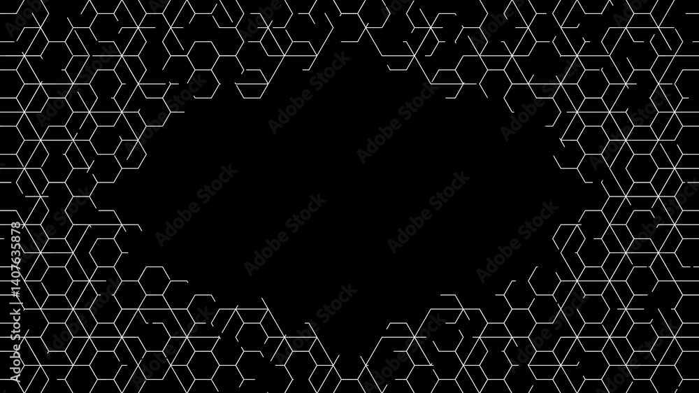 Animation pattern set, seamless loop moving lines, hexagon pattern shapes, motion graphics collection for overlay and decorative purposes.