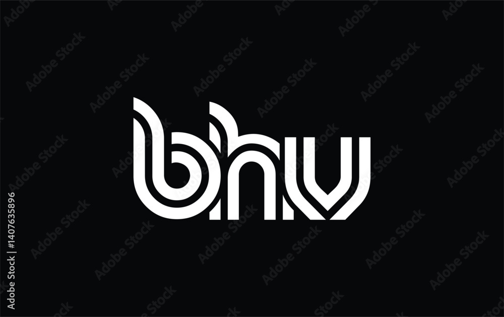 Obraz premium BHV Creative Unique Modern Letter Logo Design. Stylized logo featuring a unique letter design, presenting abstract minimalist aesthetics and modern appeal.