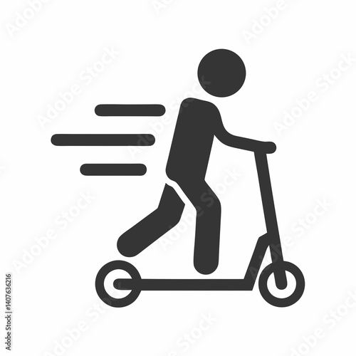 Kick Scooter Rider Minimal Vector Icon.
