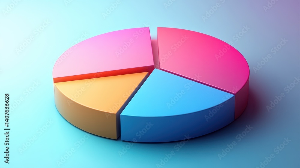 Obraz premium Colorful Pie Chart with Soft Gradient Background for Data Visualization and Business Analysis