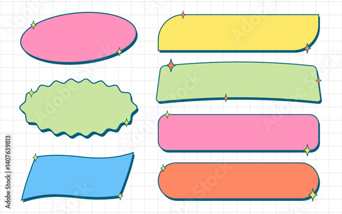 Retro Label Badge Aesthetic Balloon Element Shape Set