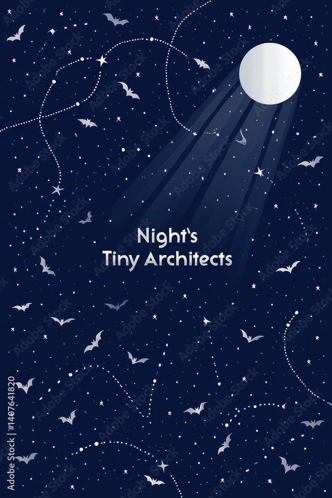 Fototapeta premium Bats flying under a night sky while creating constellations in a whimsical depiction of the nocturnal world Generative AI