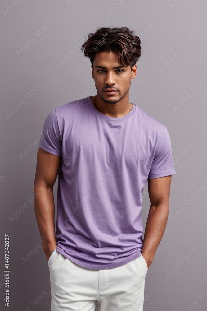 Obraz premium photo brunet man wearing blank t-shirt