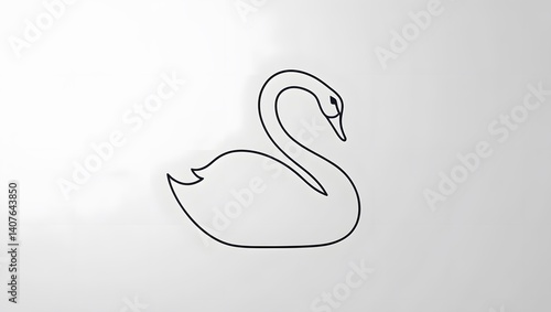 Fototapeta Naklejka Na Ścianę i Meble -  Simple Outline Elegant Swan Bird Illustration