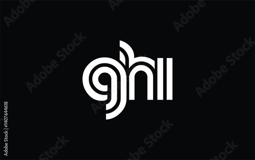GHI Creative Unique Modern Letter Logo Design. Stylized logo featuring a unique letter design, presenting abstract minimalist aesthetics and modern appeal.
