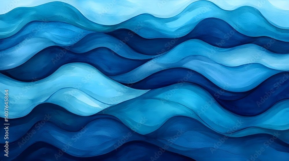 Abstract Blue Wave Watercolor Painting - Abstract Art Abstract Blue Wave Watercolor Painting - Abstract Art