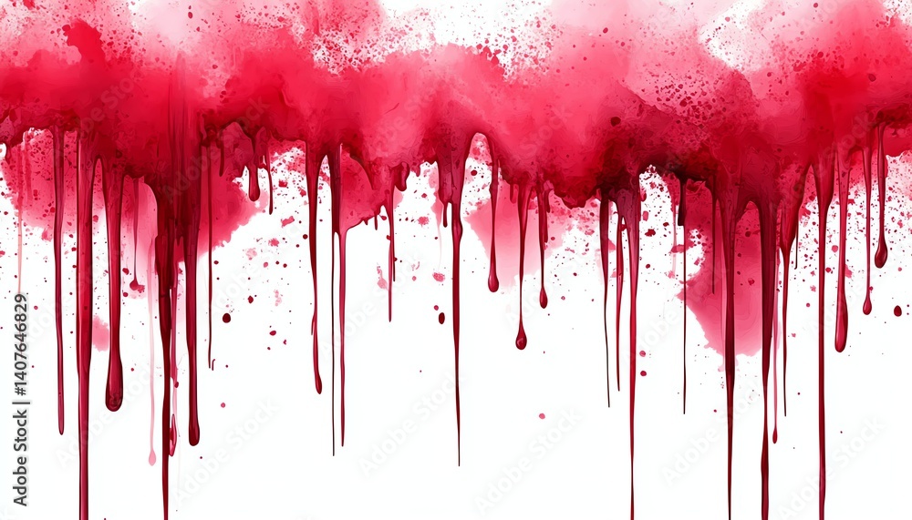 Fototapeta premium red vertical paint splatter vector, clean white background, dripping fluid effect, ink splash aesthetics, high resolution, png transparency style
