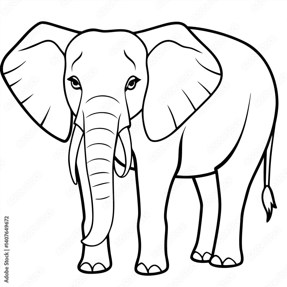 Obraz premium Line Art Illustration of an African Elephant