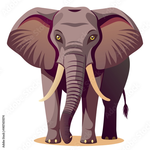 African Elephant Illustration Front View Wildlife Animal
