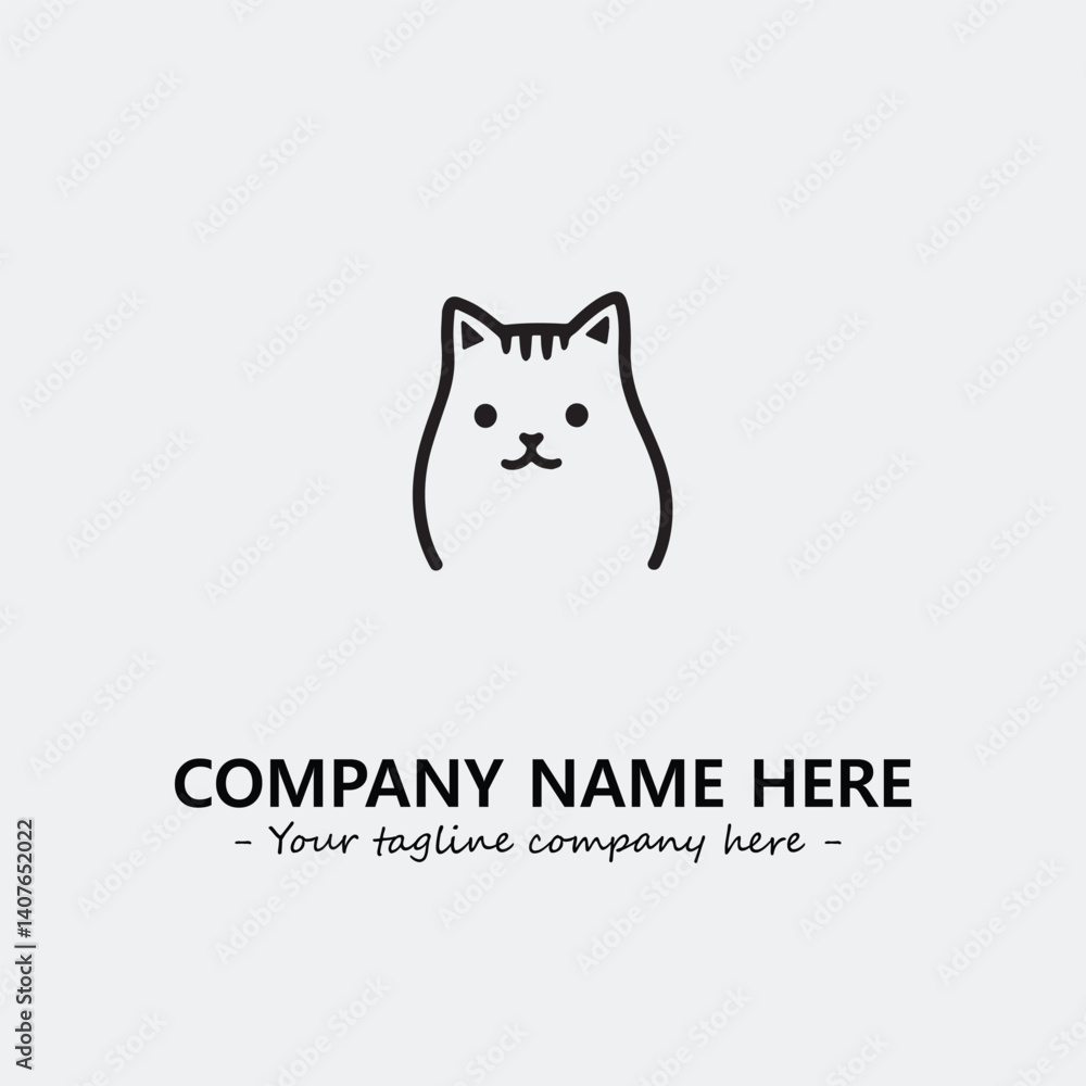 Fototapeta premium Cat character illustration black and white for logo company vector image